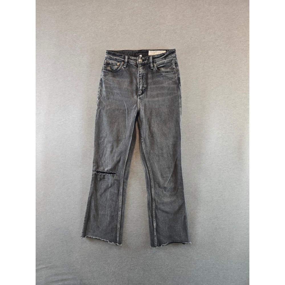 Rag & Bone Jeans Womens 26 Grey Casey High-Rise Ankle Flare Distressed Grunge